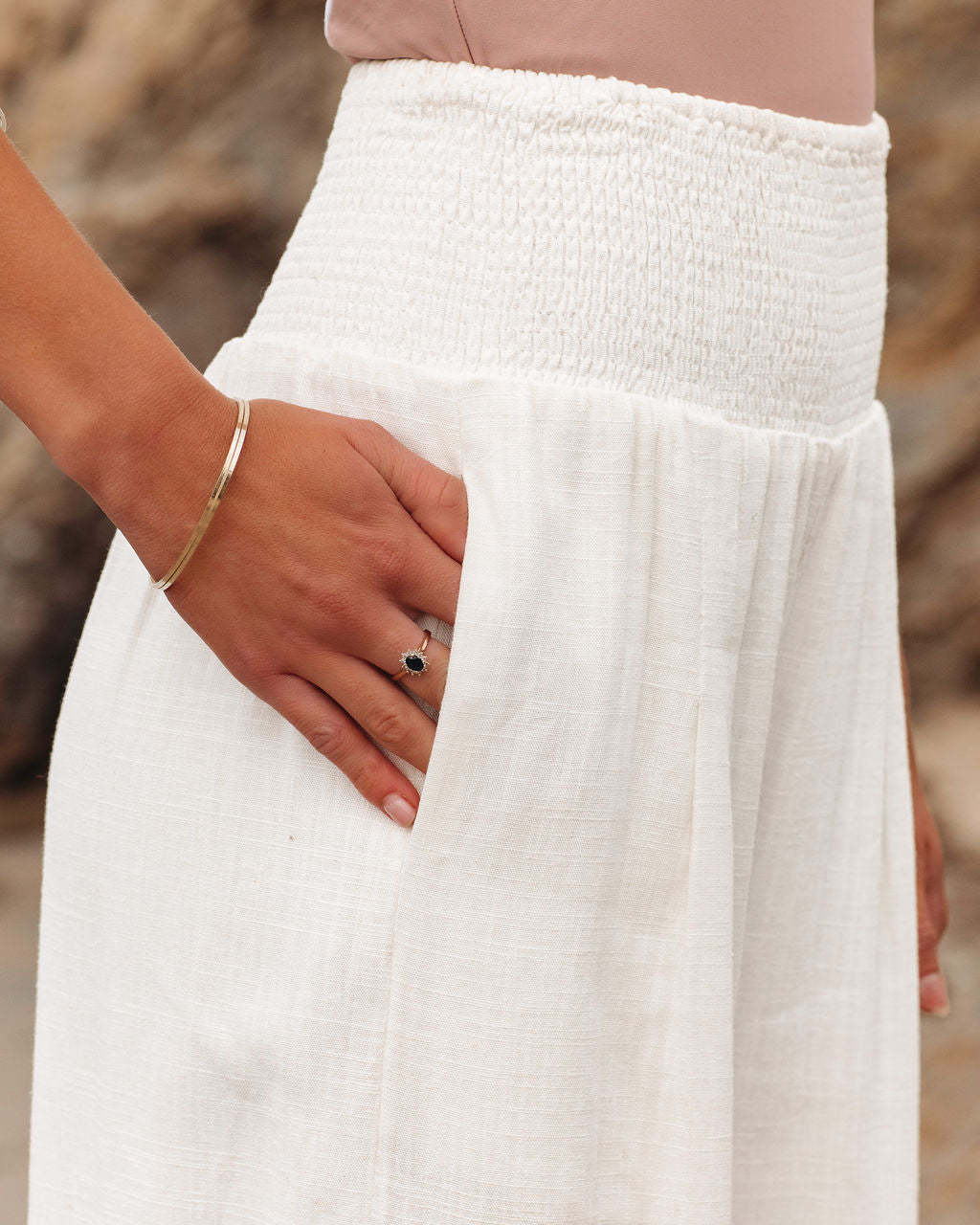 Women's casual wide-leg cotton linen burst loose trousers