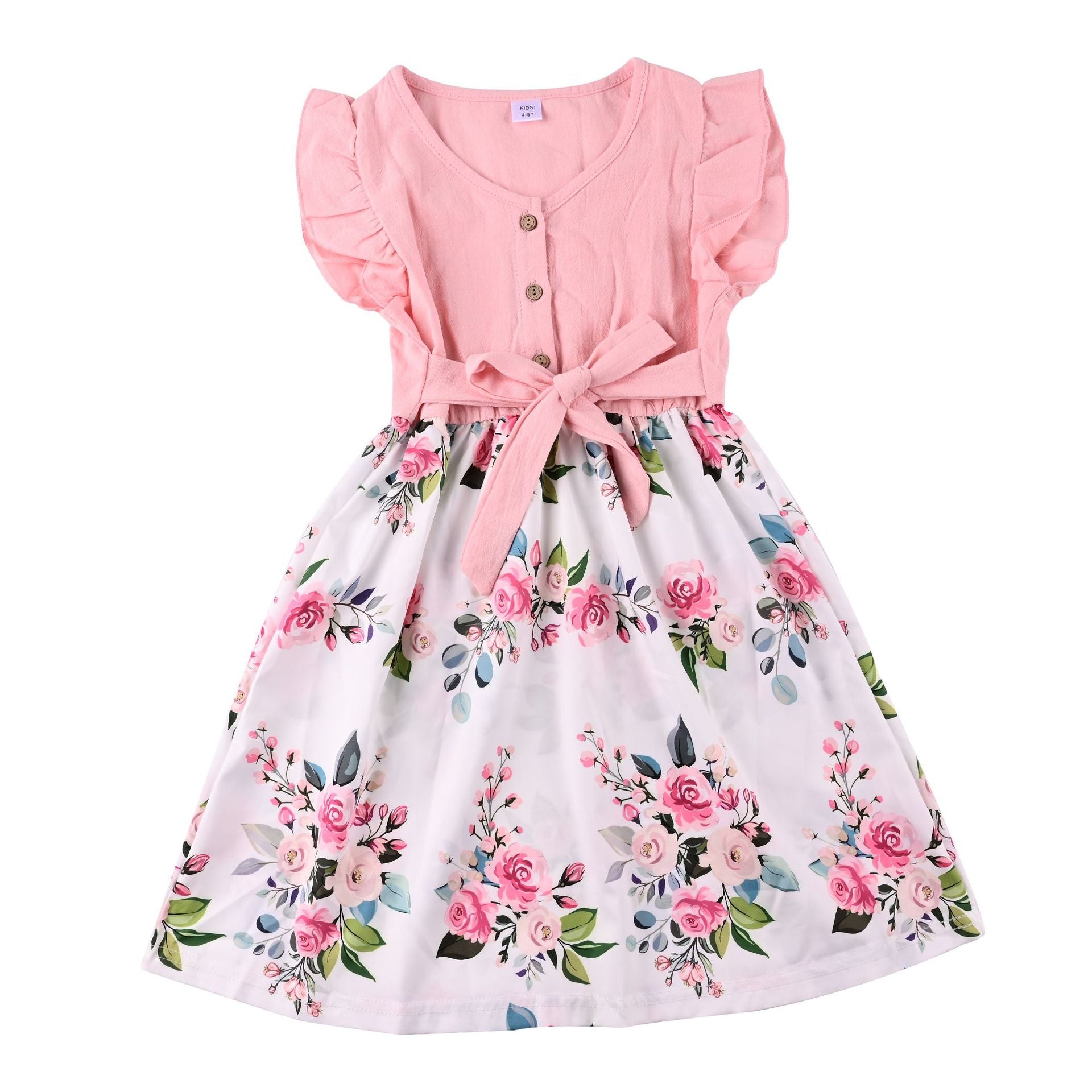 Mommy and Me Dresses Casual Floral Family Outfits Summer Matching Maxi Dress With Pockets