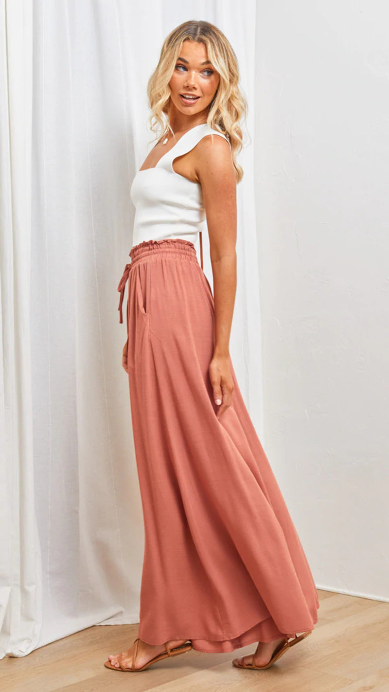 women's summer casual slim fit loose wide leg pants