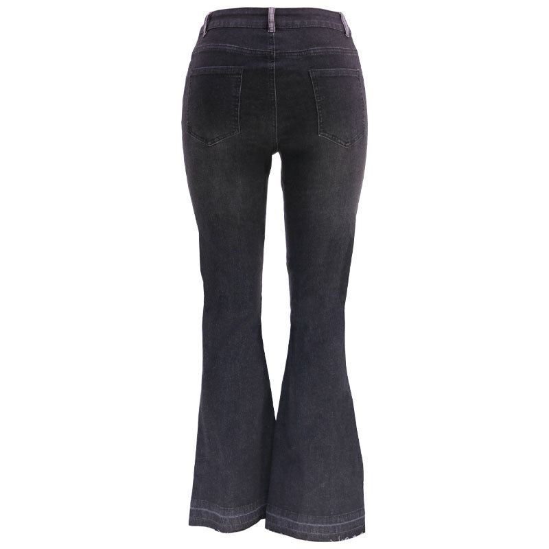 Women's denim trousers Fashion collision color patchwork high waist tight butt