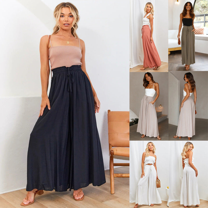 women's summer casual slim fit loose wide leg pants