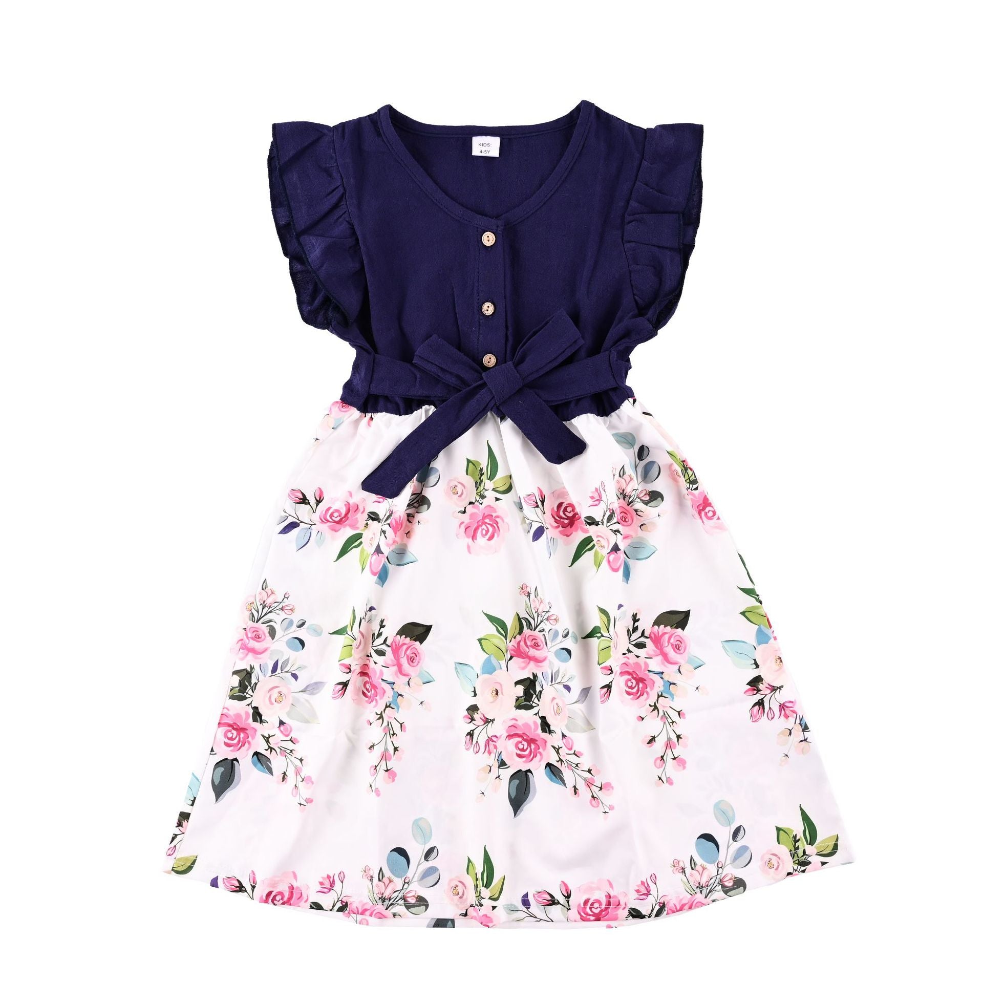 Mommy and Me Dresses Casual Floral Family Outfits Summer Matching Maxi Dress With Pockets