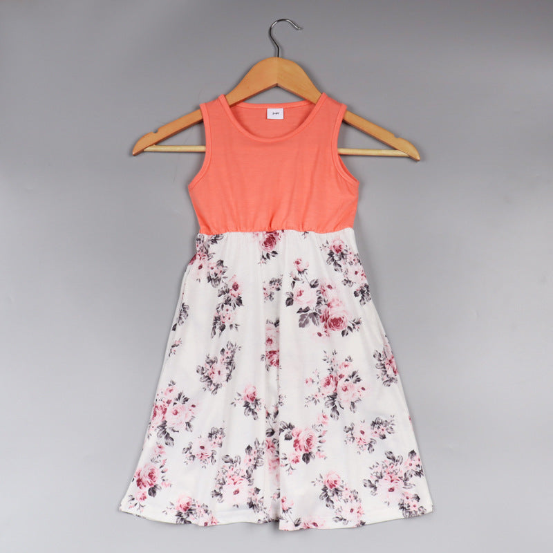 Mommy and Me Dresses Casual Floral Family Outfits Summer Matching Maxi Dress With Pockets