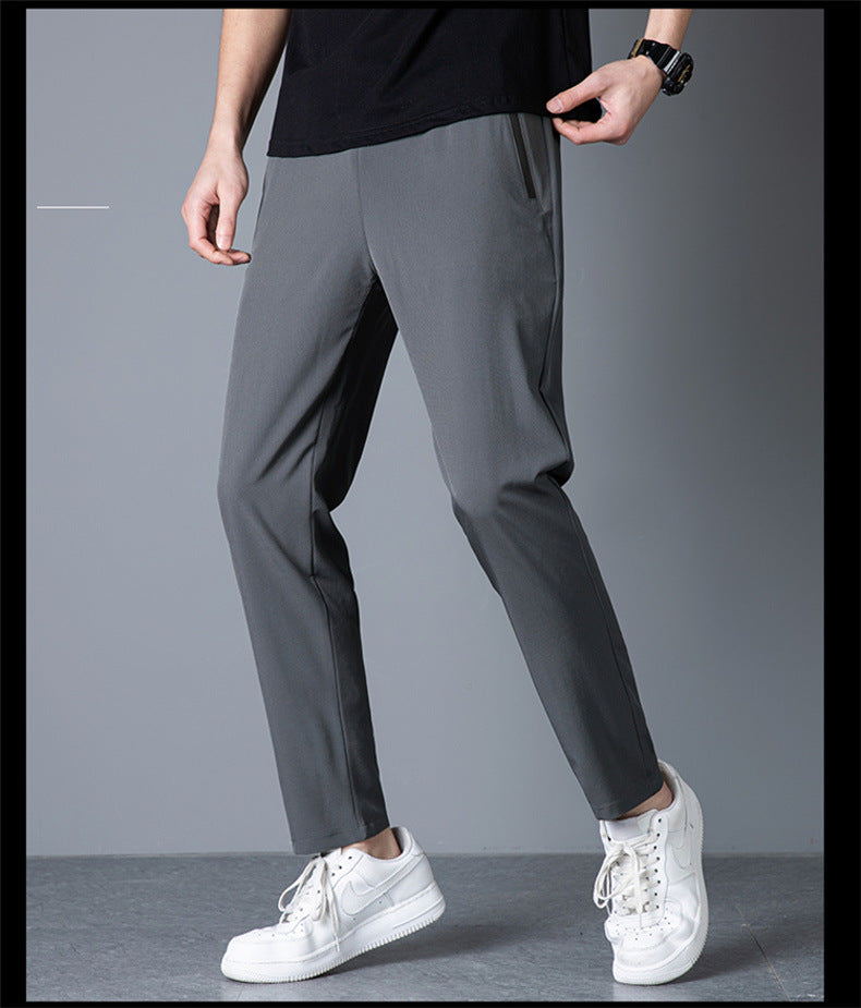 Men's Ice Silk Thin Breathable Quick-Drying Elastic Casual Pants