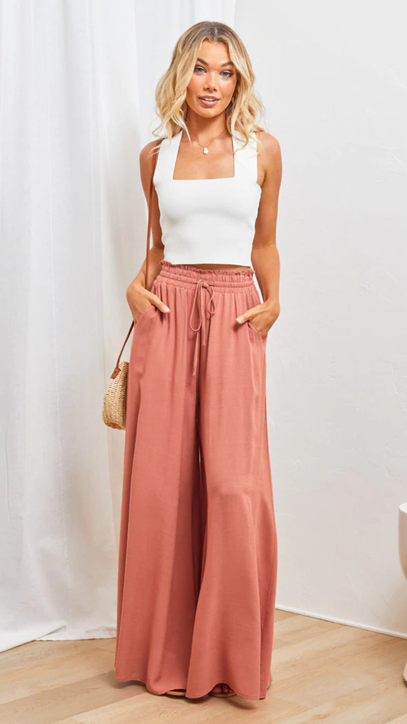 women's summer casual slim fit loose wide leg pants