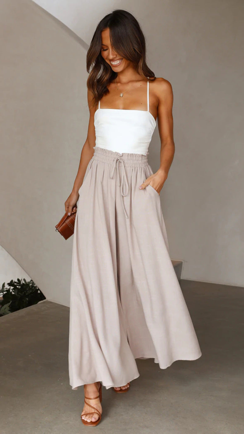 women's summer casual slim fit loose wide leg pants