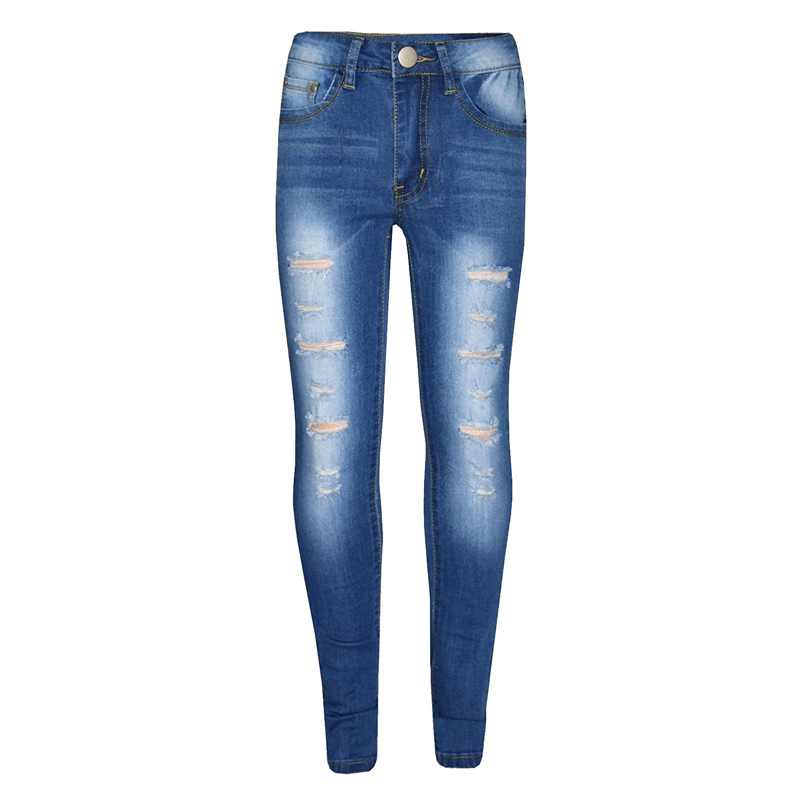 Kids Girls Skinny Jeans Denim Ripped Stretchy Pants for Age 3-14 Years