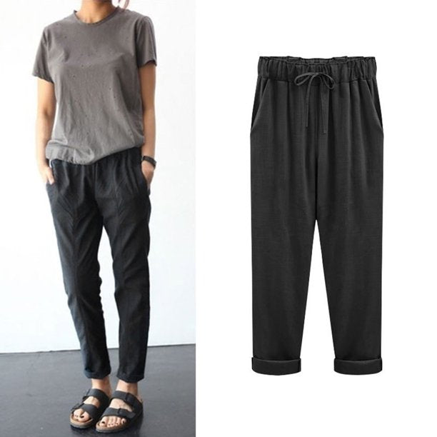 Women Casual Cotton Linen Pants Trousers Pencil Pants