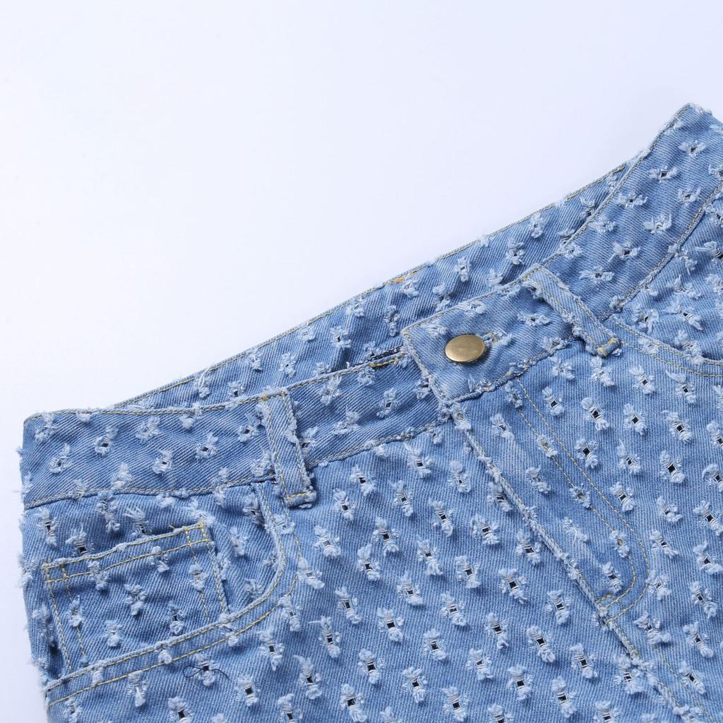 Women Fashion Flared Bell Bottom Jeans Distressed Wide Leg Denim Pants