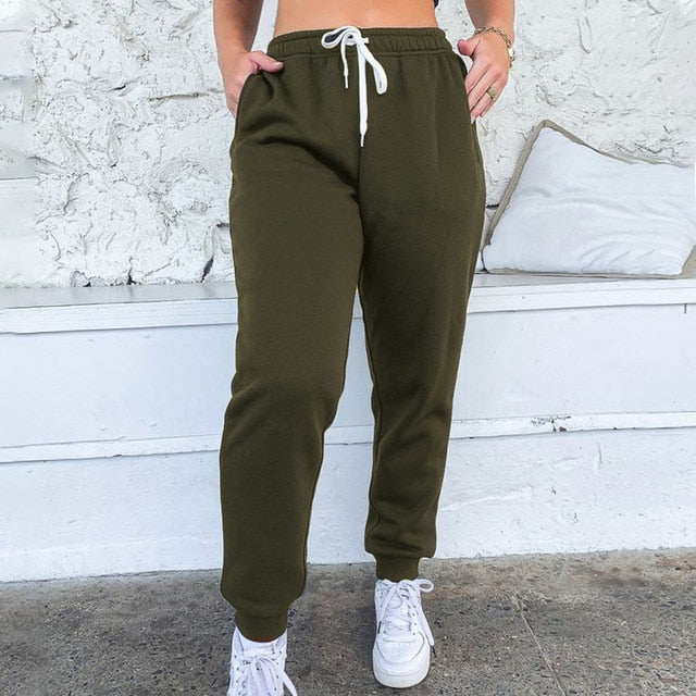 Women Thick Sweatpants High Waist Sport Running Gym Stretch Sports Pants