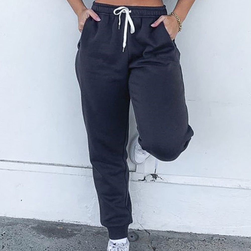 Women Thick Sweatpants High Waist Sport Running Gym Stretch Sports Pants