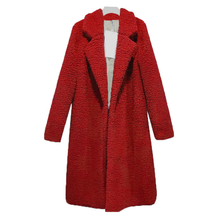 Warm Winter Fuzzy Fleece Lapel Open Front Long Cardigan Coat Faux Fur ...