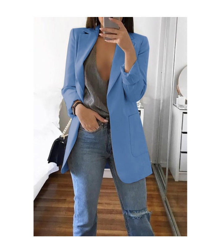 Moa Collection Women's Casual Bell Sleeves Open Front Solid Cardigan Jacket  Work Office Wear Blazer Made